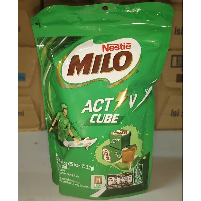 

Milo Activ Cube 67.5g Pouch (isi 25 blok) - Permen Coklat Bentuk Kubus