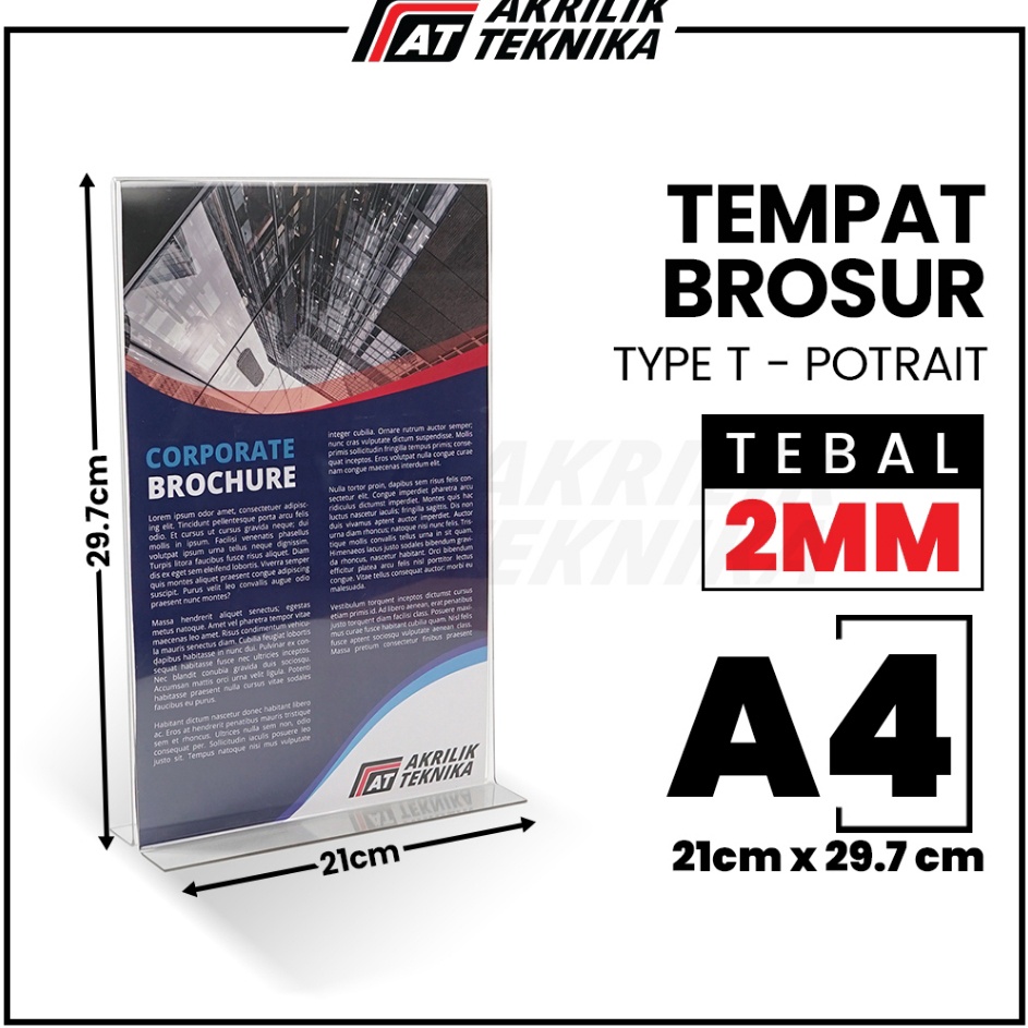 

T Brosur Akrilik A4 2mm Akrilik Tent Card Tent Holder Acrylic Qris Barcode Tipe T