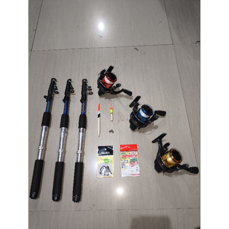 Set Pancing Antena 1.5 Meter Murah | Joran + Reel + Kelengkapan Pancing