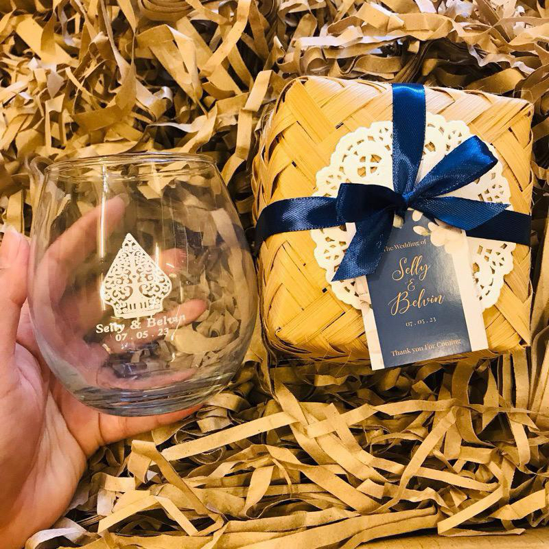 SOUVENIR GELAS TUSCANY CUSTOM KEMASAN BESEK / SOUVENIR GELAS DALGONA / SOUVENIR GELAS EGG / SOUVENIR