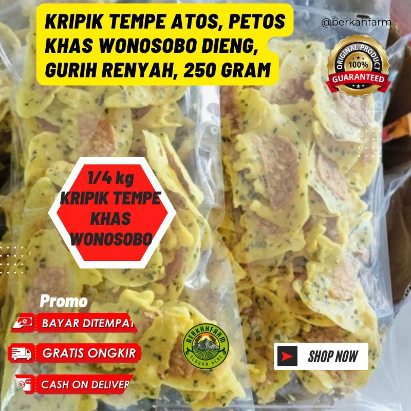 

Petos Kripik tempe khas Wonosobo 1/4 kg, tempe atos 250gram gurih renyah.