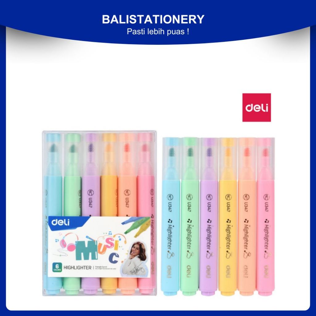 

Highlighter Deli CU347 – Stabilo Warna Pastel 6pcs Nyaman Digenggam Edisi Agnez Mo