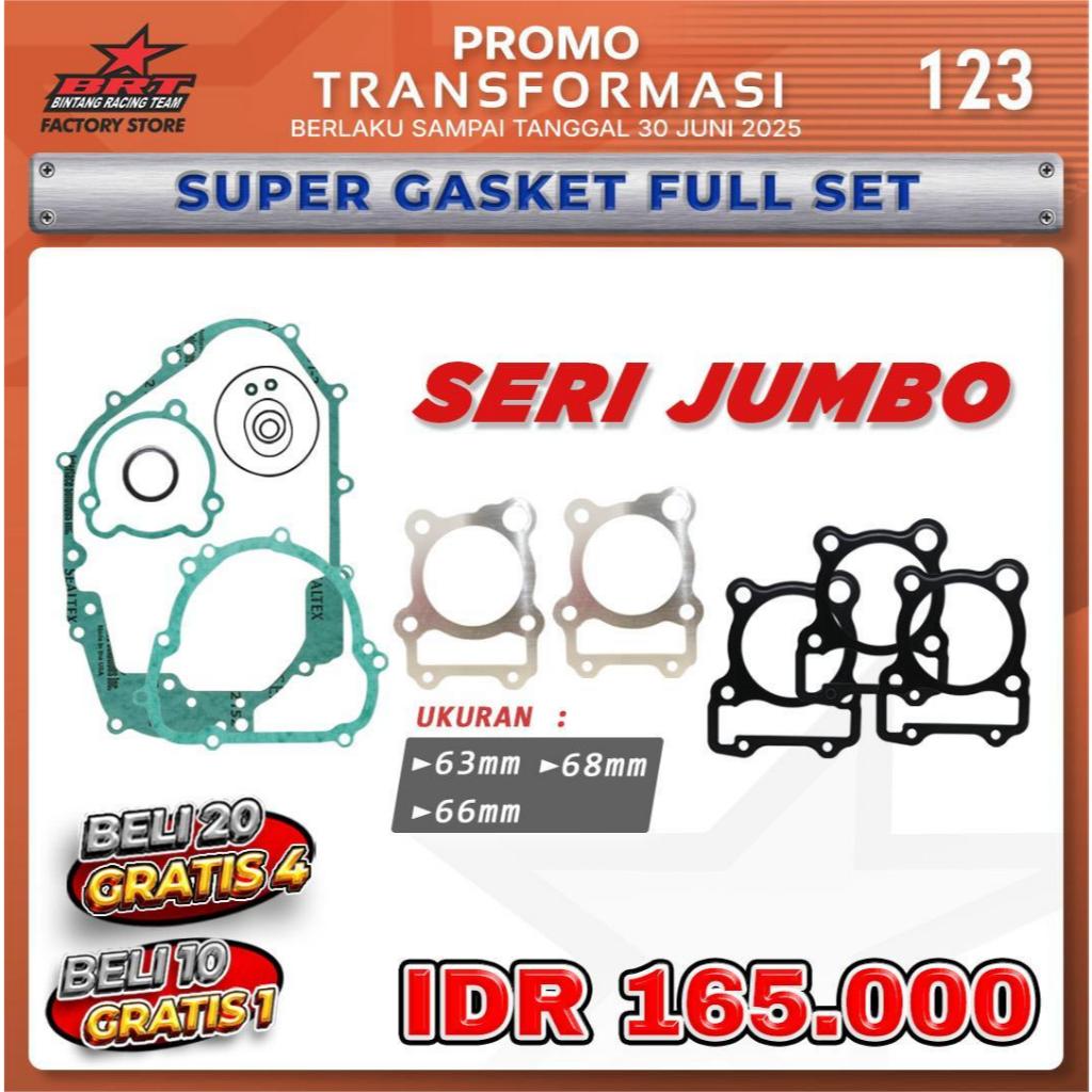 PROMO BRT 123 SUPER GASKET FULL SET GASKET BLOK GASKET HEAD KLX 150 BRT UKURAN 63MM 66MM 68MM KLX150