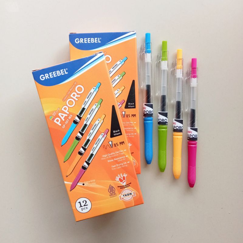 

Pulpen Gel Pen Greebel Paporo 0.5mm ( 12 Pcs ) [ Original ]