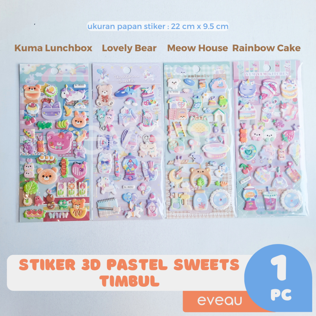 

Sticker 3D Pastel Sweets Stiker Timbul Anak Dekorasi Kreatifitas Tempel Kue Unicorn Makanan Beruang Kelinci Hewan Peliharaan Valentine