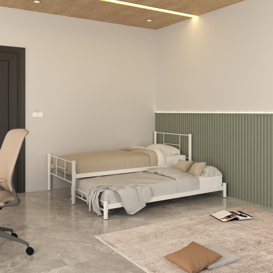 Ranjang Besi Sorong Minimalis 2 in 1 | Dipan Rangka Tempat Tidur Besi