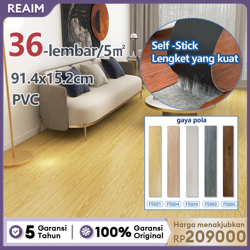 Reaim Stiker Lantai Vinyl Stiker Lantai KayuWallpaper Lantai Premium Stiker Lantai Bertekstur
