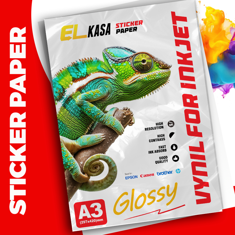 

Kertas Stiker Vinyl ELKASA for Inkjet Glossy A3