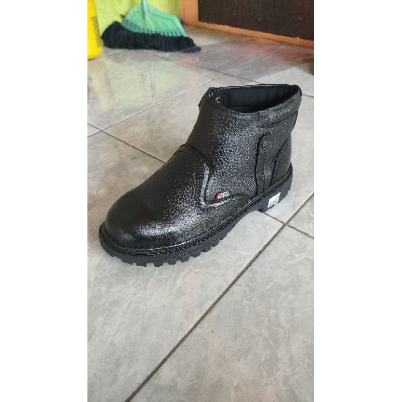 sepatu septi kulit sapi semi boots resteng kancing