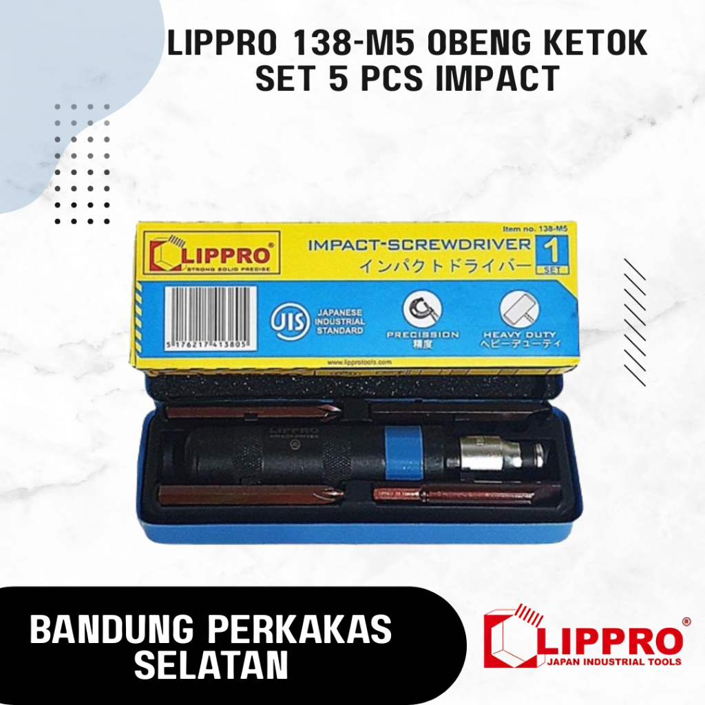 LIPPRO 138-M5 Obeng Ketok Set 5 Pcs Impact Driver Obeng Gedor