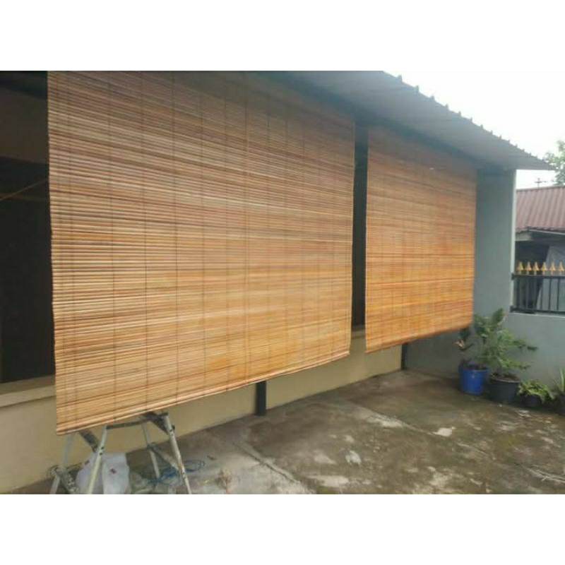 tirai bambu sawit u.3x2.5 komplit tali penggulung