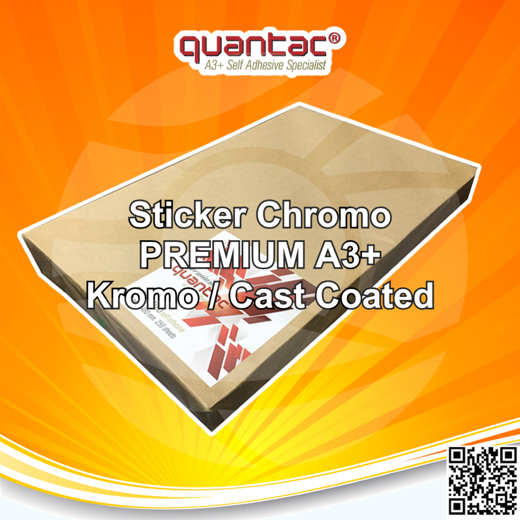 

Quantac Stiker Chromo PREMIUM A3+ Sticker Kertas Kromo Glossy Digital Print Laser Toner Instant/Sameday