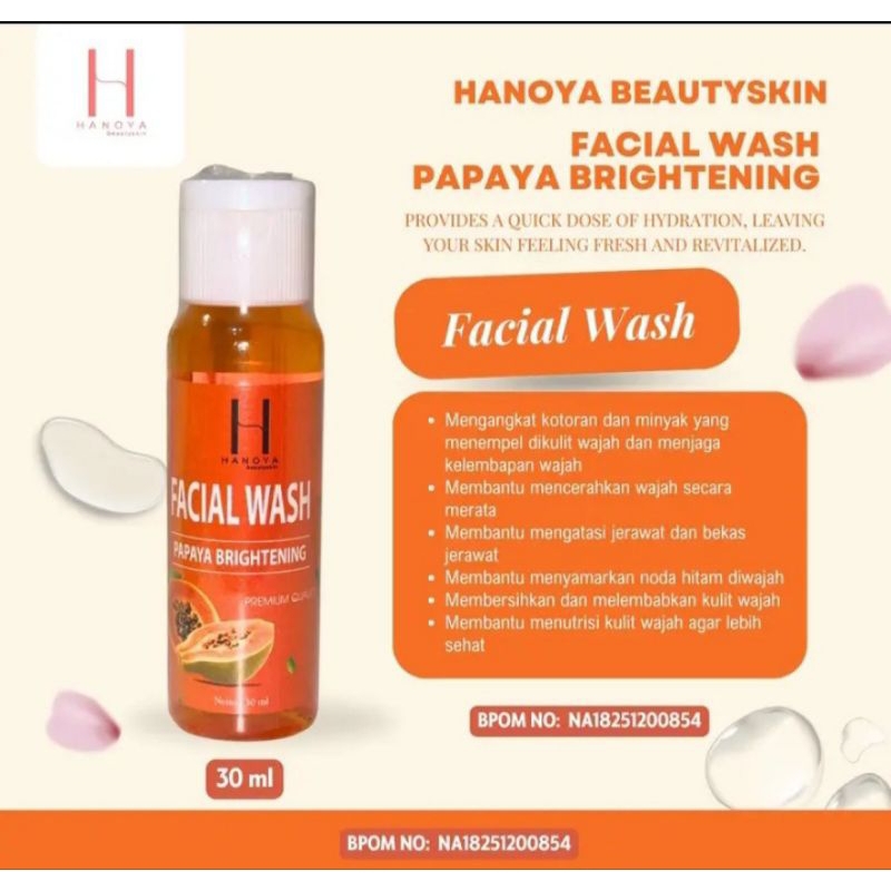 [ KEMASAN BARU ] HANOYA WFacial Wash Papaya Brightening BPOM |Sabun Papaya Cair