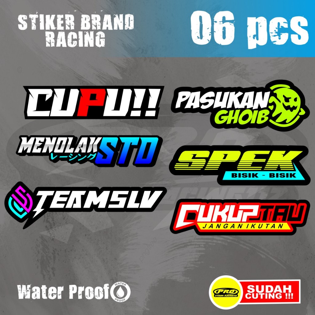 

PACK STIKER PAKET 6PCS CUPU!!! BERKUALITAS VYNIL MURAH ANTI LUNTUR