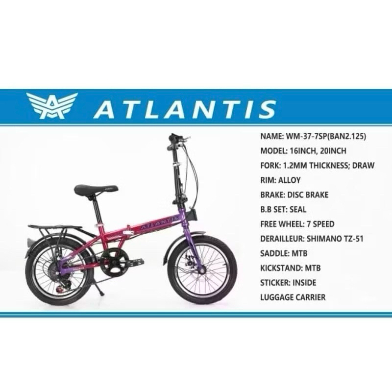 Sepeda lipat 16inc dan 20inc Atlantis, Odessy Ritz dan Rodeo 2.0