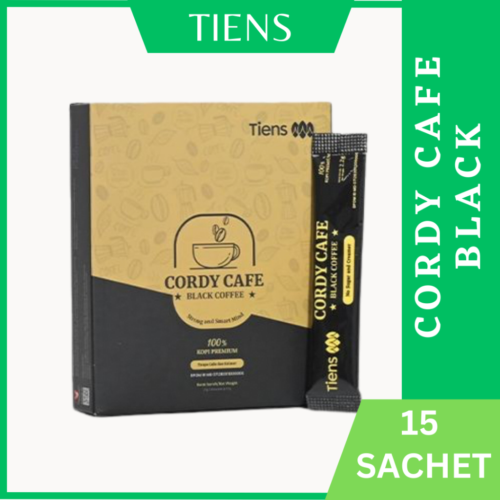 

Tiens Cordy Black Coffe - Kopi instant penambah stamina tanpa gula krimer - kopi hitam sehat