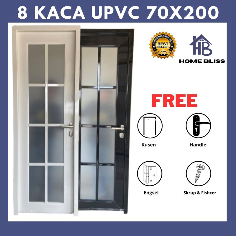 Pintu Kamar Mandi UPVC Kaca Buram 70x200