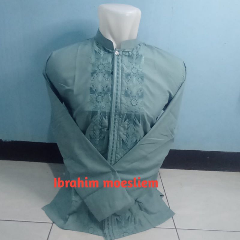 Ibrahim muslim baju Koko tangan panjang dewasa warna motif bordir mewah berkharisma dan terbaru