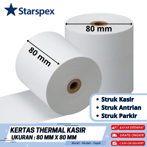 

Thermal ukuran 80x80mm Merek Starspex Kualitas bagus print out black colour