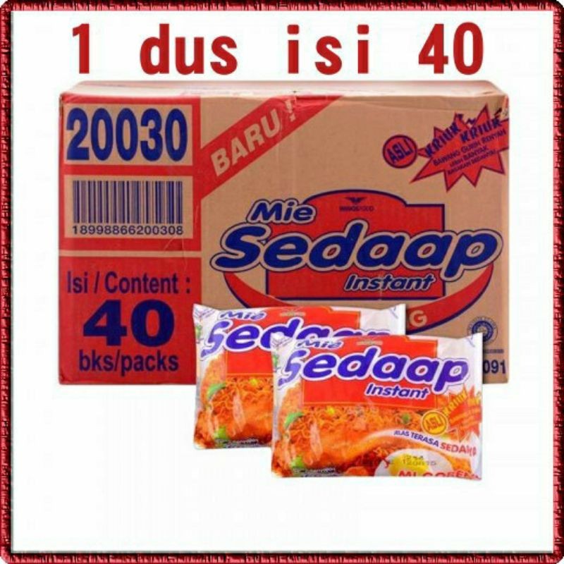 

Sedaap goreng isi 40 pcs perdus paket 2 dus