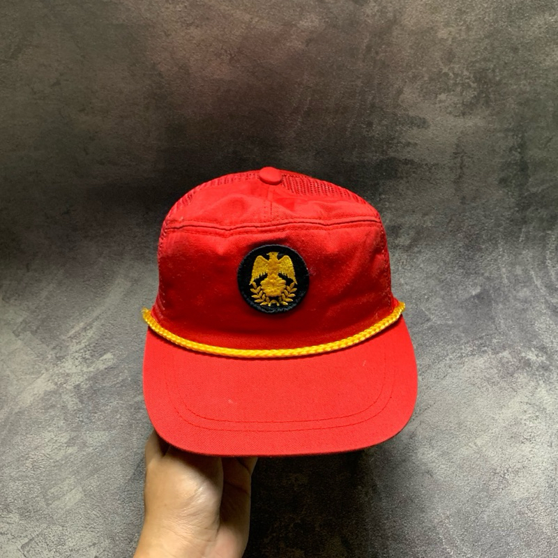 Vtg Rope Hat Red