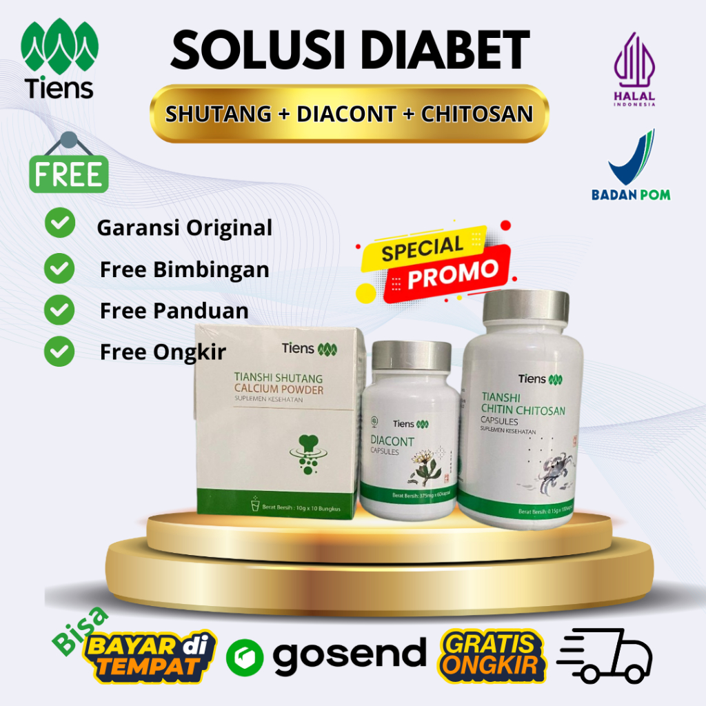 Paket Produk Tiens Untuk Diabetes Chitin Chitosan Diacont Shutang Calcium Original