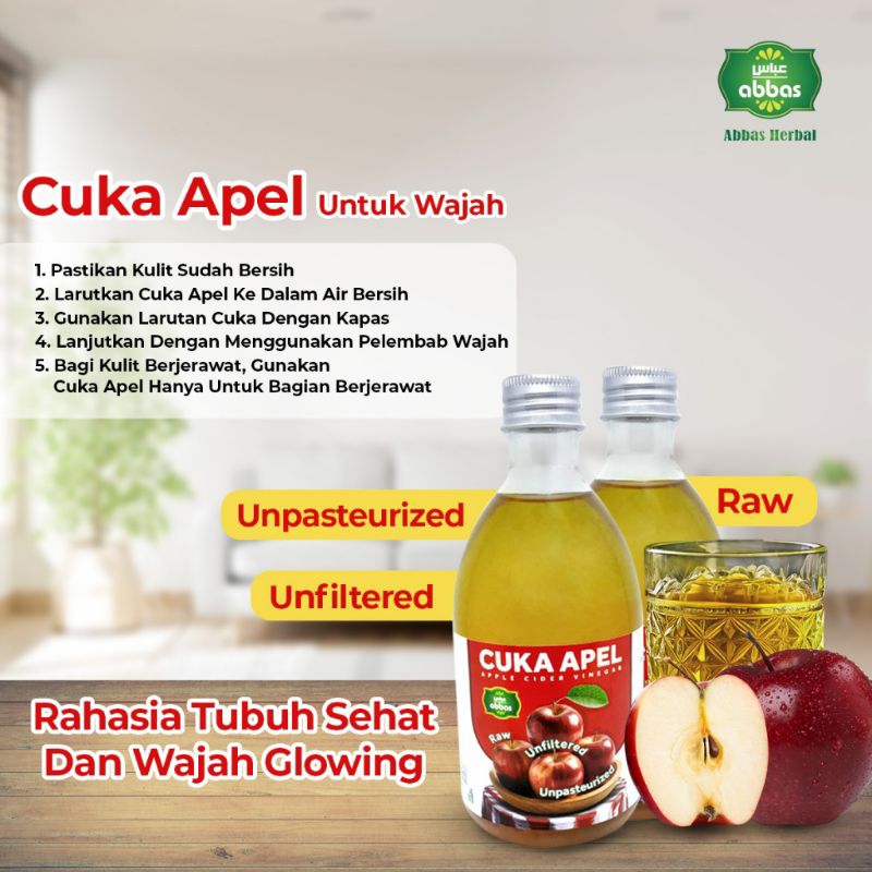 

Cuka Apel Abbas 300ml Apple Cider Vinegar With The Mother Raw Unfiltered Unpasteurized
