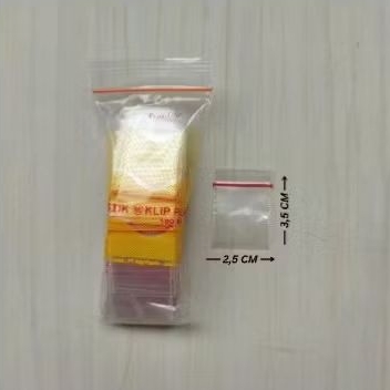 Plastik Klip Uk 2x3cm & 1,8X3,5cm/Klip obat/ klip kecil