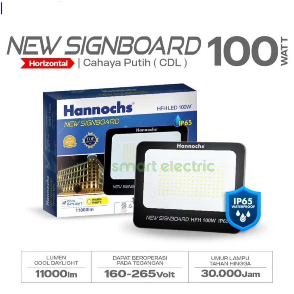 Hannochs New Signboard HFH 100 Watt Lampu Sorot LED Flood Light Horizontal