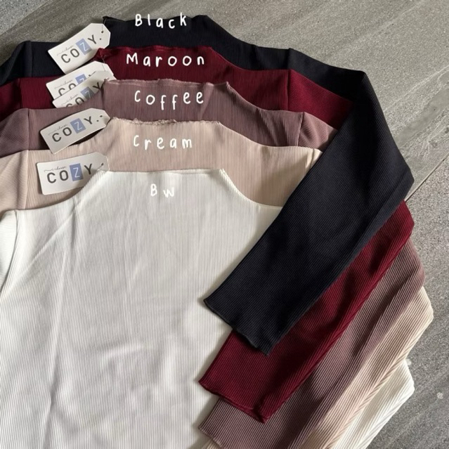 Inner Hijab - Ruby Top - Basic Inner Turtleneck - Dalaman Turtleneck Lengan Panjang Bahan Rib Tebal 