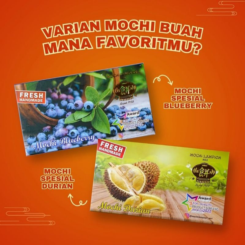 Mochi Durian Khas Kaswari (Isi 15 Butir)/Moci Kaswari Rasa Blueberry/Mochi Spesial Strawberry