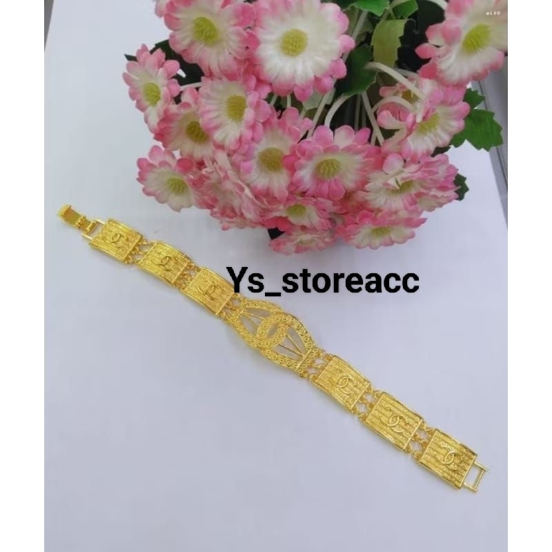 Gelang xuping tangan dewasa Chanel berwarna berlapis emas 24 k
