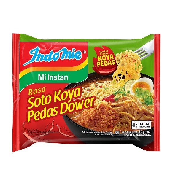 

INDOMIE MIE INSTANT SOTO KOYA DOWER PEDAS [ 6 pcs x 76gr ]