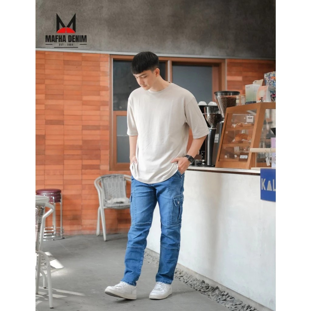 CARGO JEANS STRETCH PANJANG PRIA CASUAL // CARGO JEANS // CARGO JEANS PANJANG PRIA // CELANA CARGO D