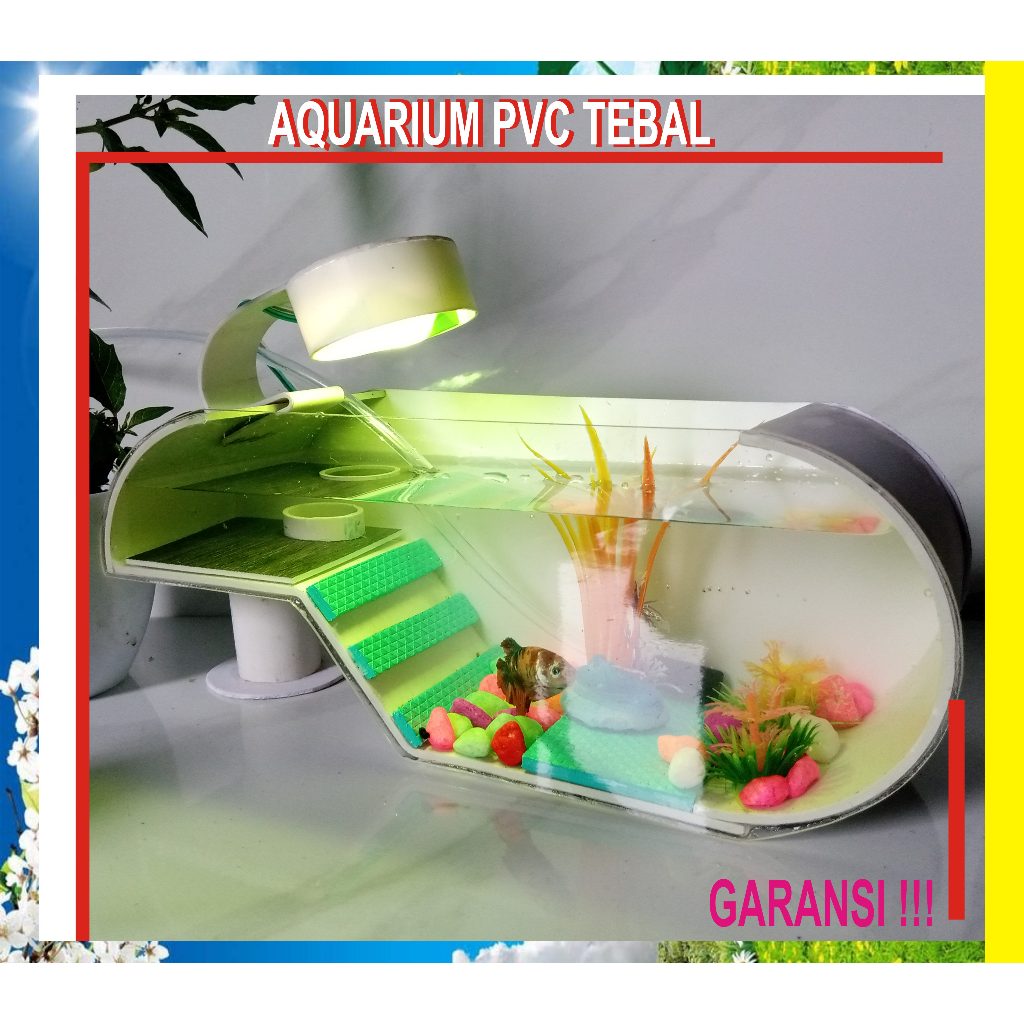 Aquarium Mini Akrilik Ukuran Besar KURA KURA Ikan Hias Plus Mesin Aerator