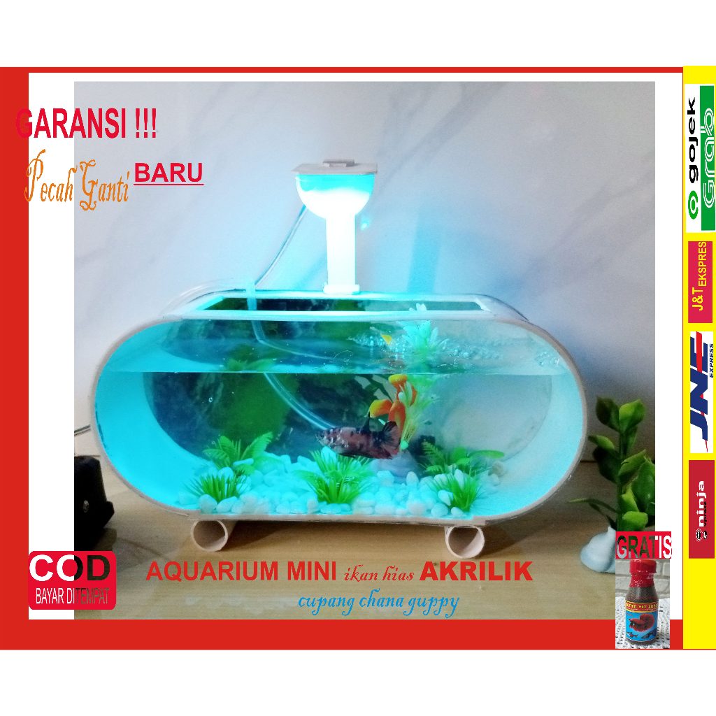 Aquarium Mini Akrillik Lampu Tengah Ikan Hias Ikan cupang BESAR