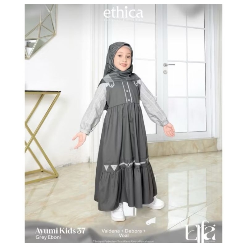 gamis ethica anak grey eboni