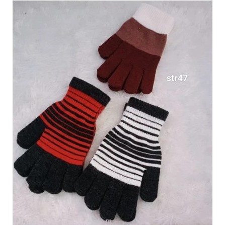TERMURAH Sarung Tangan Wanita Rajut Belang/Sarung Tangan Motor Wanita Motif Salur Sarung Tangan Raju