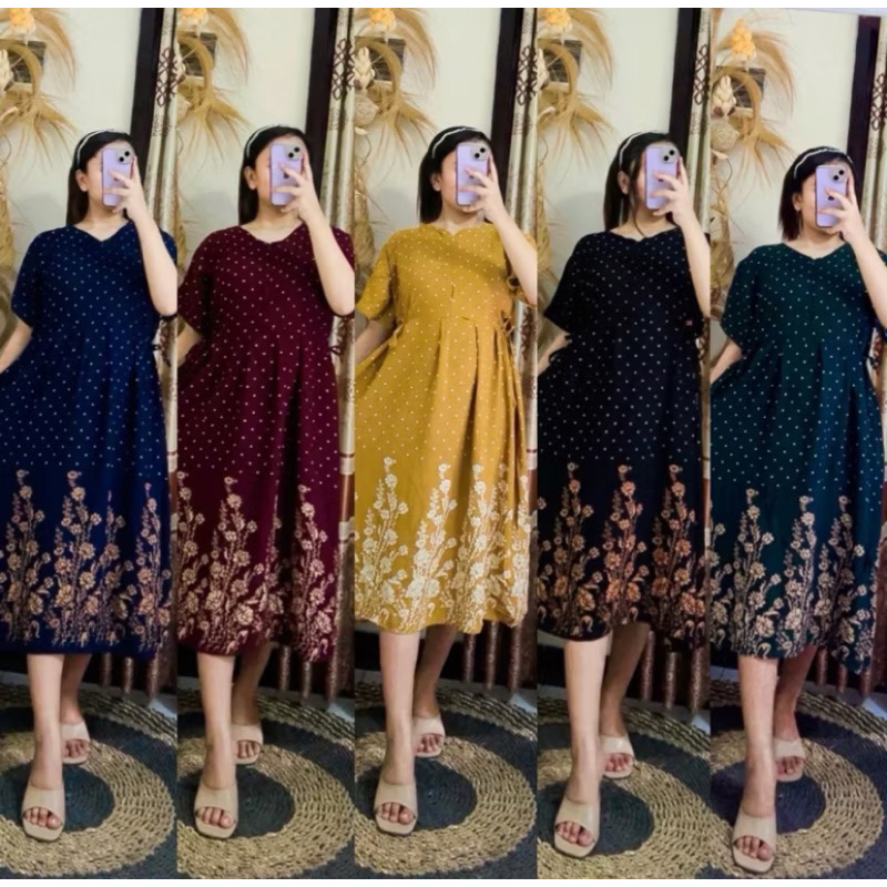 PAKET USAHA 100 RIBU DAPAT 3 PCS BAJU DASTER MOTIF POLKA // DASTER RAYON BUSUI BUMIL