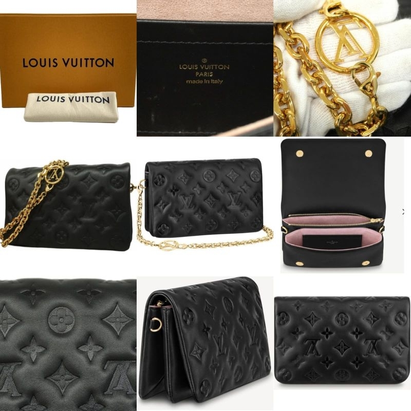 (100% ORIGINAL) LOUIS VUITTON PARIS Noir Cuir d'agneau Made in ITALY BRANDED BAG CLUTCH