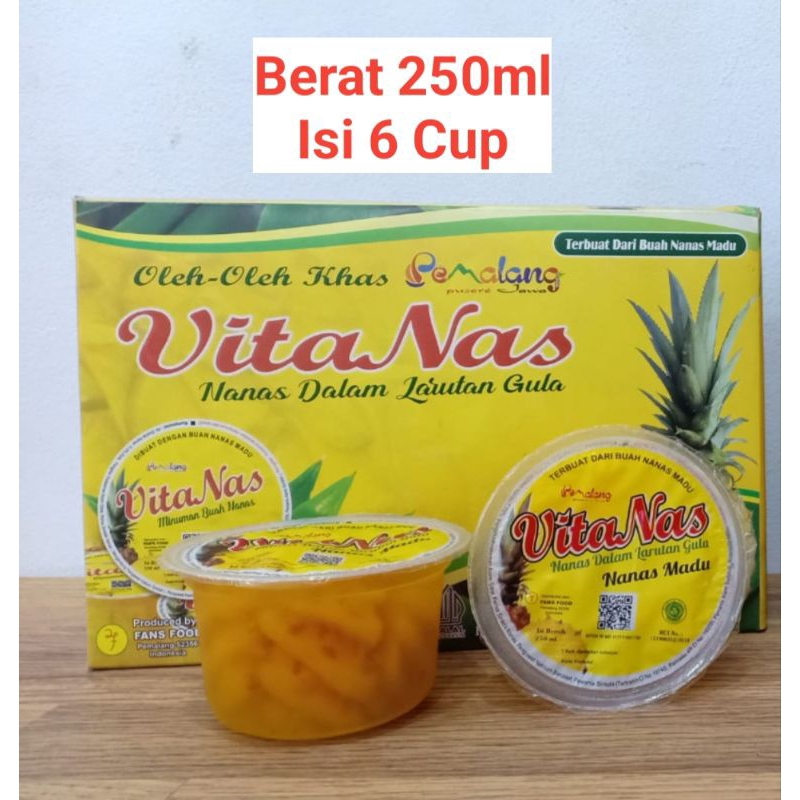 

Minuman Vitanas Varian 250ml Isi 6 Cup - Minuman Cocktail Nanas Madu Oleh Oleh Khas Pemalang