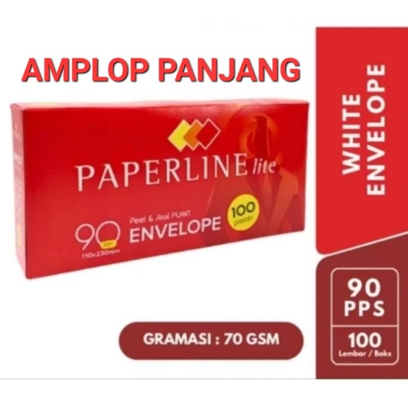 

Amplop Putih Polos Panjang Paperline Lite 90 PPS Dengan Perekat isi 100 Lembar