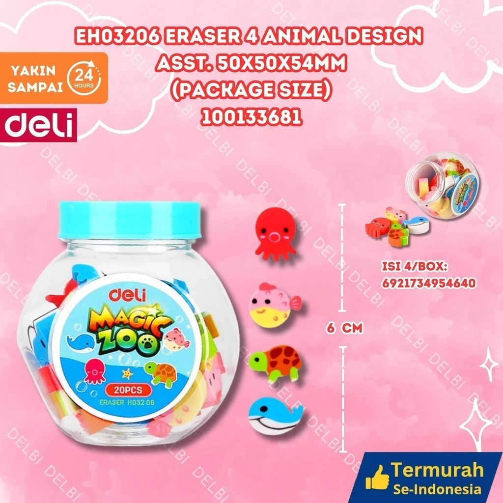 

Deli Penghapus Pensil Karakter Lucu EH03206 ERASER 4 ANIMAL DESIGN ASST. 50X50X54MM