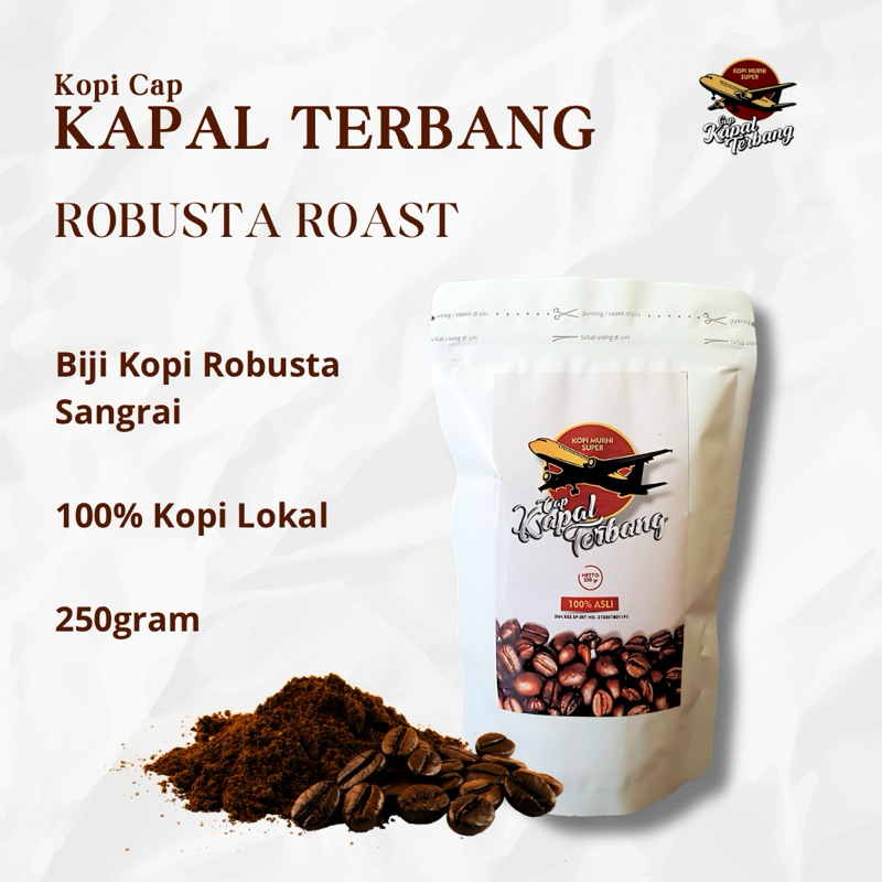 

Biji Kopi Robusta Sangrai 250gr – Kapal Terbang | Aroma Kuat, Asli Jawa Timur