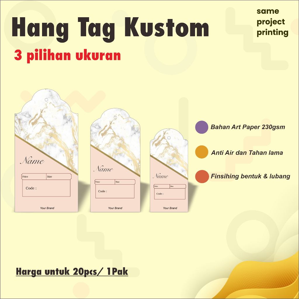 

20pcs Hang Tag - Label Baju - Cetak Hangtag Baju - Label Merek - Hang Tag custom Label Hang Tag custom label hijab custom hangtag handtag hantag handstag hentek price tag lebel merek baju label baju (FREE TEMPLATE DESIGN)