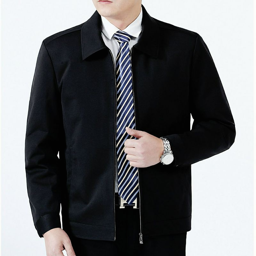 Jeket Semijas Pria Hitam Polos Jasket Semi Jas SBY Cowok Jacket Boss Kantor Formal Model Resleting