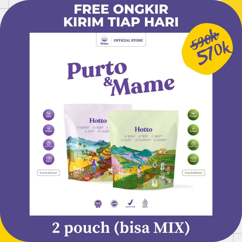 

[DIJAMIN ORI] HOTTO Purto & Mame, Oat Antioksidan BPOM