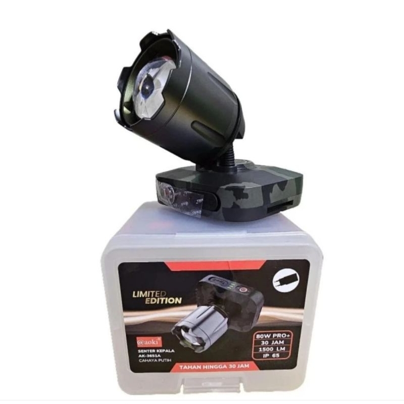Senter Kepala Zoom Laser 80W 1500 Lumen AK 3651A - AOKI