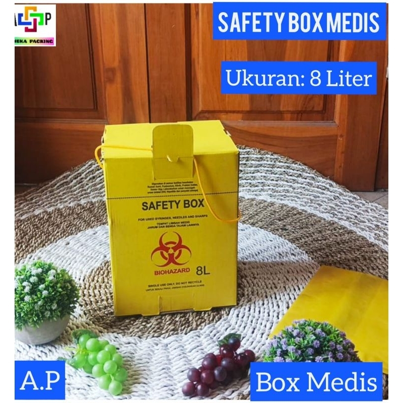 Safety Box Medis 8 liter / Tempat Sampah Medis / Box Medis