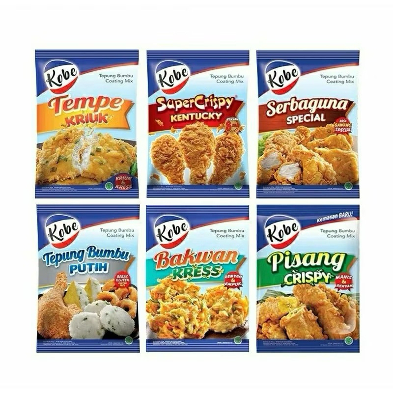 

Tepung Bumbu KOBE Medium Size - 210 Gr KOBE Tepung Bumbu 210gr Aneka Varian Bakwan Crispy Tempe Pisang